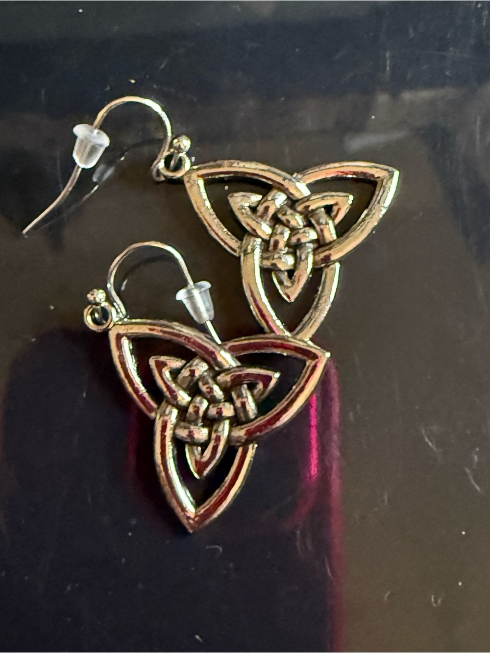 Celtic Knot Drop Earrings in Silver Tone